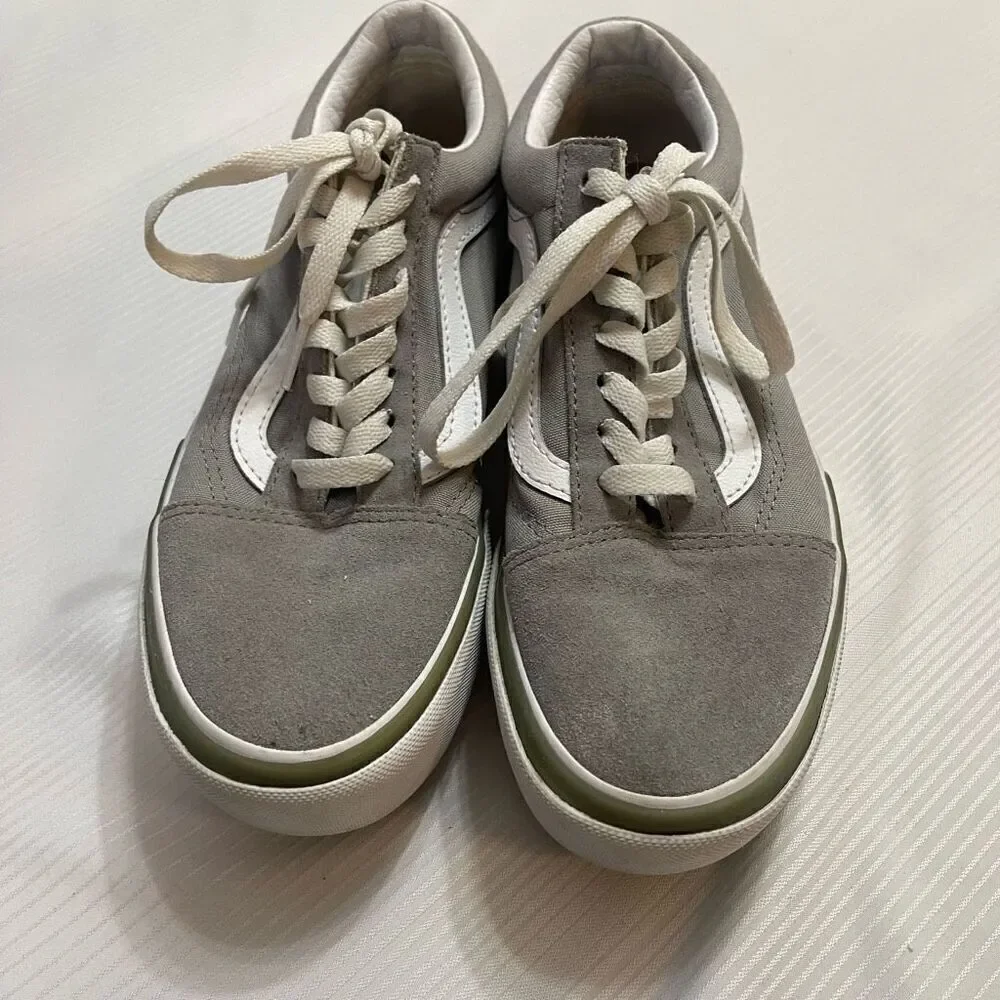 Vans Old Skool Stacked Sneakers Shoes White Gray Skate Casual Size 6.5 6 1/2 - Picture 2 of 8